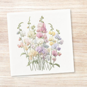 Servilleta De Papel Pastel Whimsical Sweet Pea Flowers Cocktail