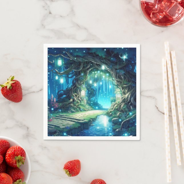 Servilleta De Papel Pastel Whimsy Enchanted Forest Baby Shower (In situ)