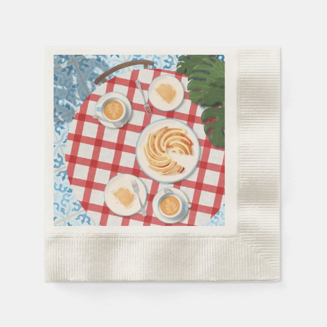 Servilleta De Papel Pastel y café para dos (Anverso)