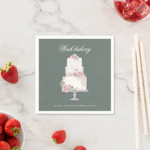Servilleta De Papel pastelería de monograma elegante de torta de boda