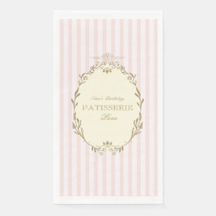 Servilleta De Papel Pastelería Francesa Parisina Vintage Rosa Fiesta