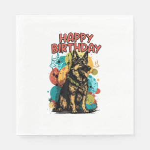 Servilleta De Papel Pastor Alemán Perro Pastor Feliz Cumpleaños Fiesta