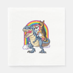 Servilleta De Papel Pastor alemán Unicornio Dinosaur T rex Funny Rainb