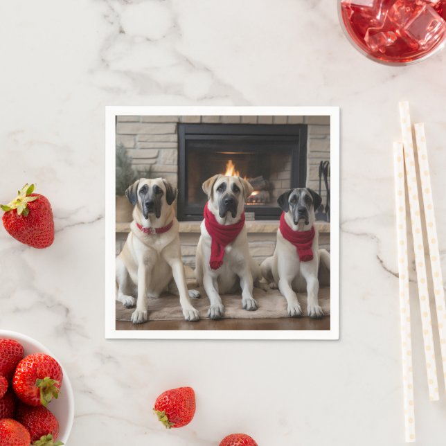 Servilleta De Papel Pastor anatoliano junto a los Navidades de la chim (In situ)