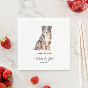 Servilleta De Papel Pastor Australiano Cóctel de Boda Pet