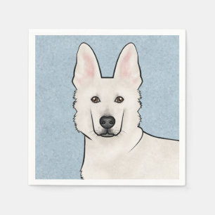 Servilleta De Papel Pastor Suizo Blanco Cabeza de Perro Azul Adorable