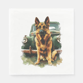 Servilleta De Papel Pastores alemanes con encanto vintage