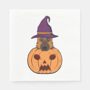 Servilleta De Papel Pastores Alemanes De Halloween Con Gorra De Brujas