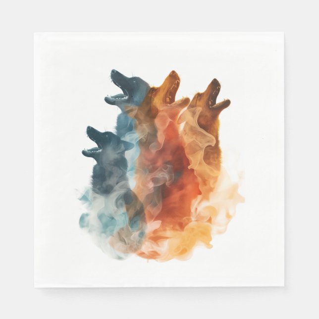 Servilleta De Papel Pastores alemanes en armonía fantasmal (Anverso)