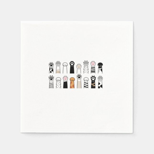 Servilleta De Papel patas de gato y perro lindos (Anverso)