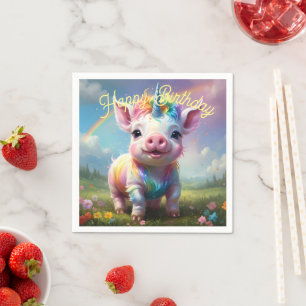 Servilleta De Papel "Patas Mágicas: El Cerdo Unicornio Arcoíris"