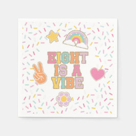 Servilleta De Papel Patch Preppy Eight es una Vibra Cumpleaños 8