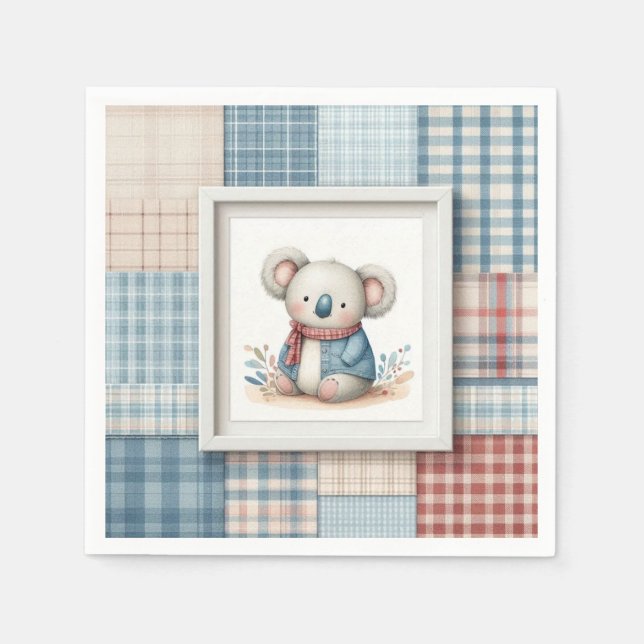Servilleta De Papel Patchwork Denim Koala Paper Napkin (Anverso)