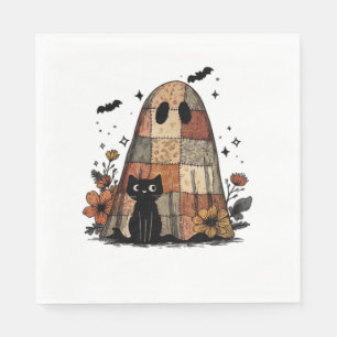 Servilleta De Papel Patchwork Halloween Ghost black cat Essential T-Sh