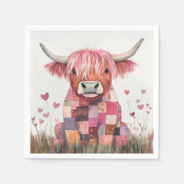 Servilleta De Papel Patchwork Highland Cow Valentine
