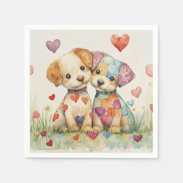 Servilleta De Papel Patchwork Pups Valentine (Anverso)