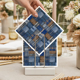 Servilleta De Papel Patchwork Western Denim Bear Blue Jean Baby Shower