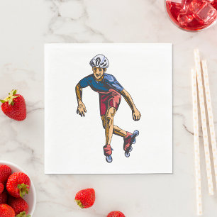 Servilleta De Papel Patinador en Línea Genial Arte Retro en Patines