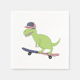 Servilleta De Papel Patinaje de Dinosaurios de Bandera Americana