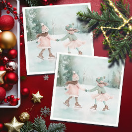 Servilleta De Papel Patinaje sobre Chicas de menta y rosa - Escena de 