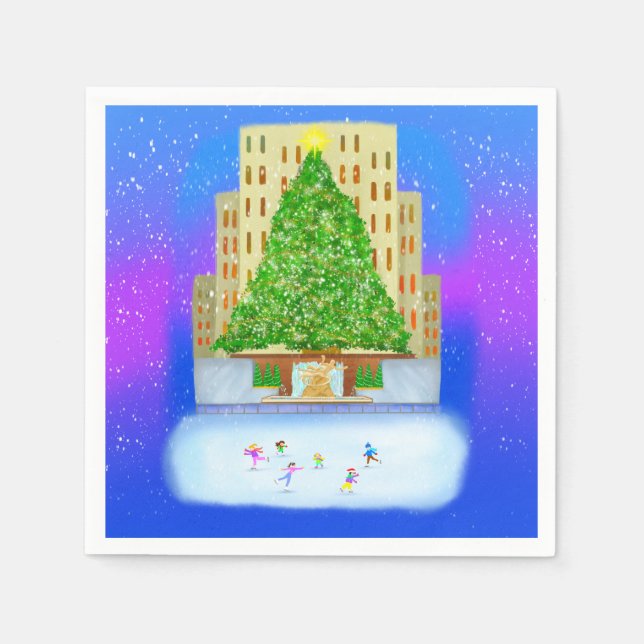 Servilleta De Papel Patinaje Sobre Hielo En El Rockefeller Center (Anverso)