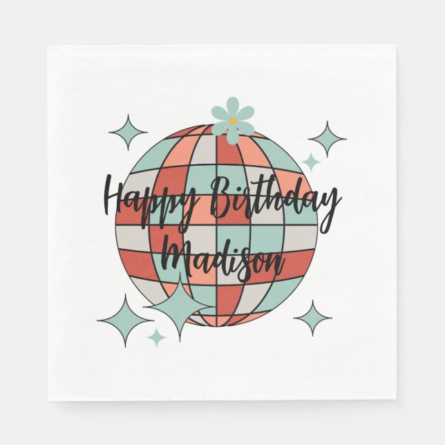 Servilleta De Papel Patinaje sobre ruedas Retro Papel de cumpleaños (Anverso)