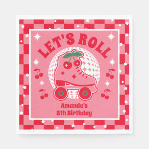 Servilleta De Papel Patines de cerezo Cumpleaños del Patinaje Retro