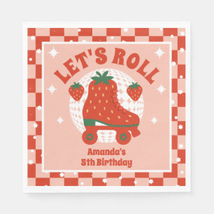 Servilleta De Papel Patines de fresa   Cumpleaños del Patinaje Retro R