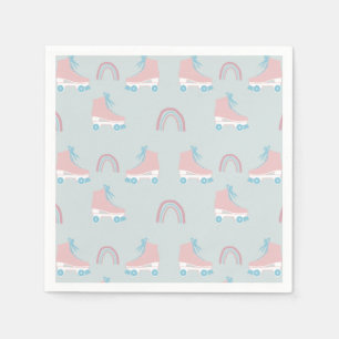 Servilleta De Papel Patines Retro Personalizados Pintura Rosa Azul