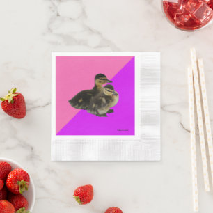 Servilleta De Papel Patitos sobre sorbete de frambuesa rosa y púrpura