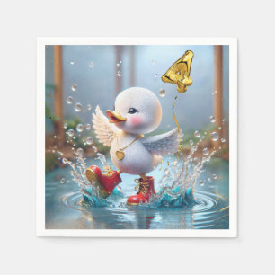 Servilleta De Papel Pato bailando en un charco de agua en su 4 cumplea