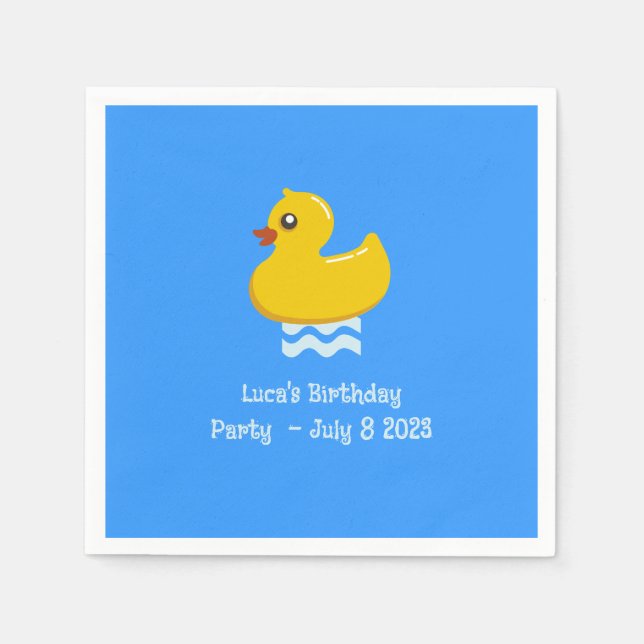Servilleta De Papel pato de goma amarillo - fiesta de cumpleaños (Anverso)