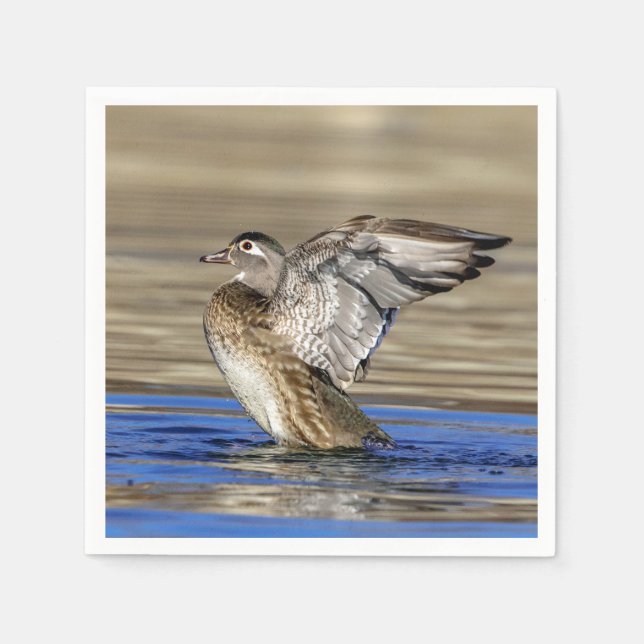 Servilleta De Papel Pato de madera aleteando sus alas (Anverso)