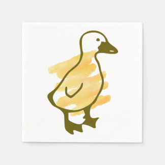 Servilleta De Papel Pato divertido acuarelado en amarillo