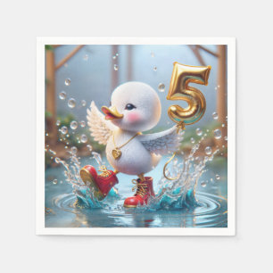Servilleta De Papel Pato Feliz Con Globo De Cumpleaños #5