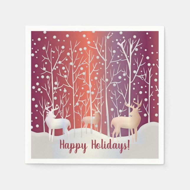 Servilleta De Papel Patos, árboles y nieve abstractos (Anverso)