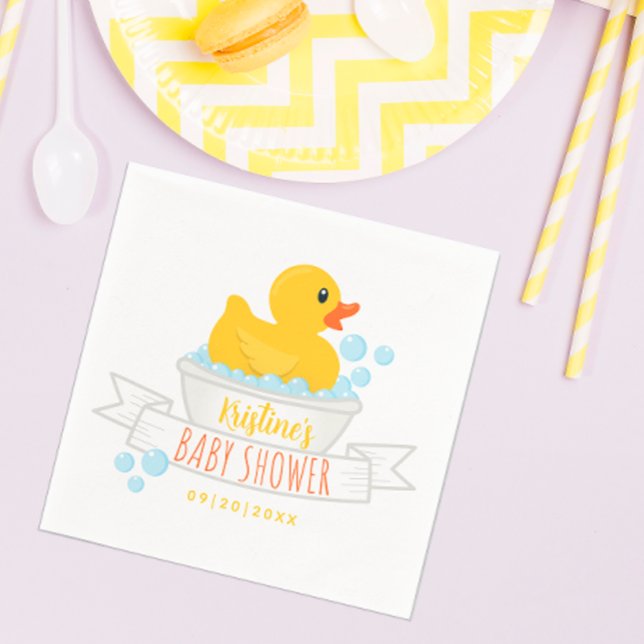 Servilleta De Papel Patos de goma de las servilletas de Baby Shower -  (Rubber ducky blue and yellow Baby Shower Napkins)