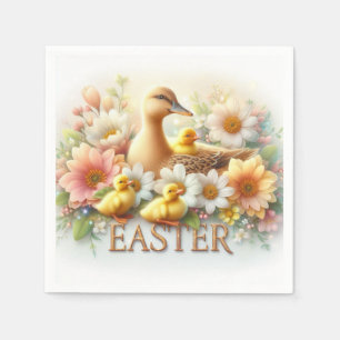 Servilleta De Papel Patos, patitos y flores de Pascua