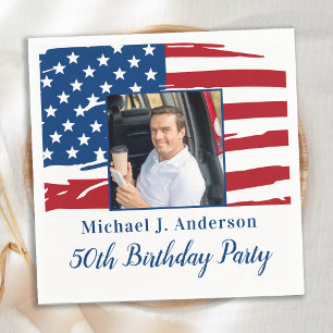 Servilleta De Papel Patriotic 50th Birthday Party American Flag Photo