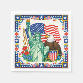 Servilleta De Papel Patriotic American Folk Art Cocktail Napkins