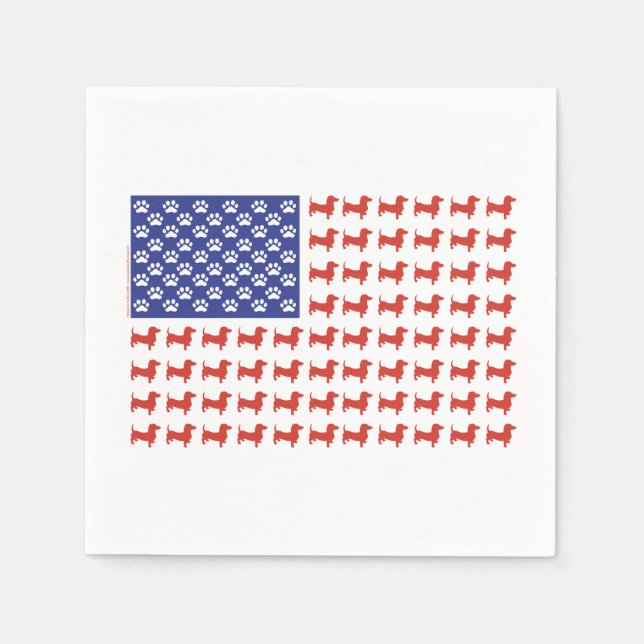 Servilleta De Papel Patriotic Dachshunds (Anverso)