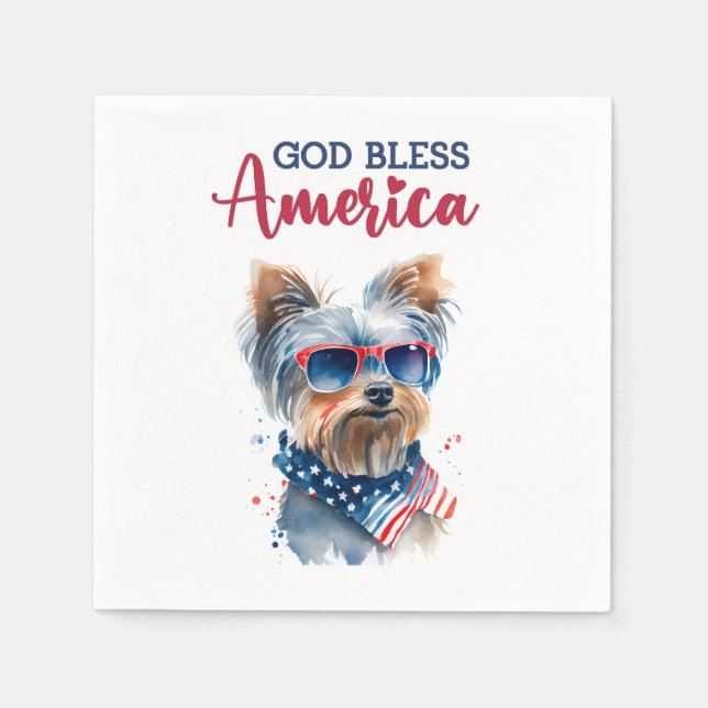 Servilleta De Papel Patriotic Dog-Yorkie (Anverso)