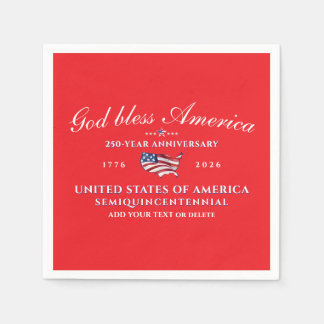 Servilleta De Papel Patriotic God Bless America 250 Semiquincentennial