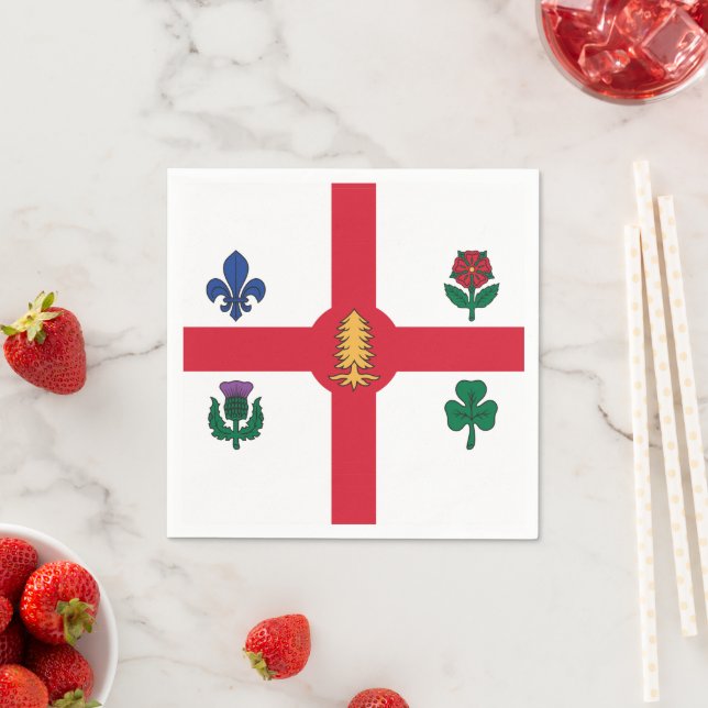 Servilleta De Papel Patriotic paper napkins with flag of Montreal (In situ)