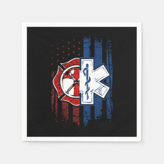 Servilleta De Papel Patriotic Paramedic Firefighter EMT USA Flag EMS