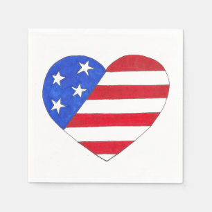 Servilleta De Papel Patriotic USA Stars Stripes Heart American Flag