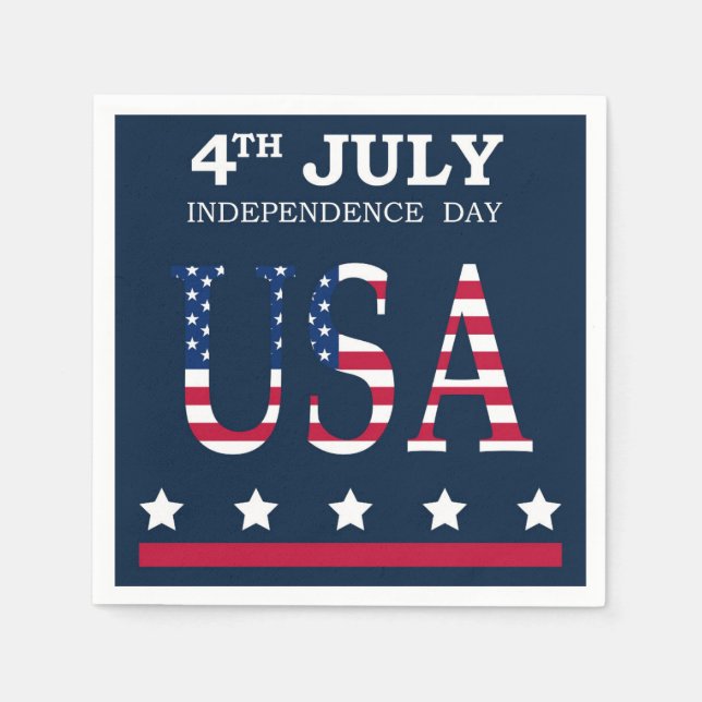 Servilleta De Papel Patriótico 4 de julio Bandera Estadounidense tira  (Anverso)
