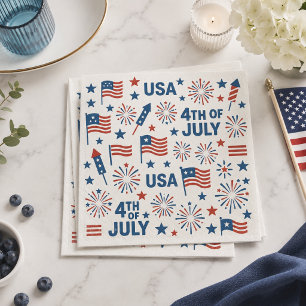 Servilleta De Papel Patriótico 4 de julio 🇺🇸 Fuegos artificiales,