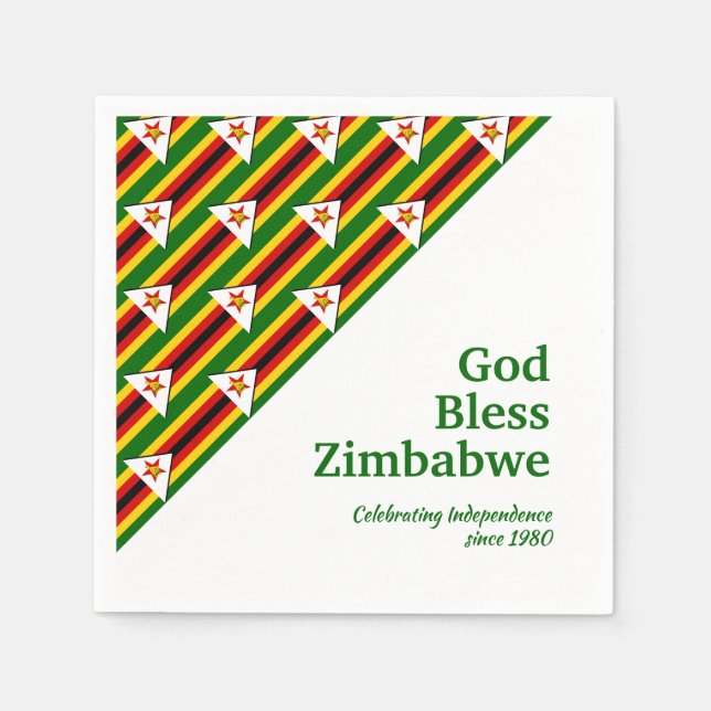Servilleta De Papel Patriótico | BANDERA DE ZIMBABWE | Papel zimbabuen (Anverso)