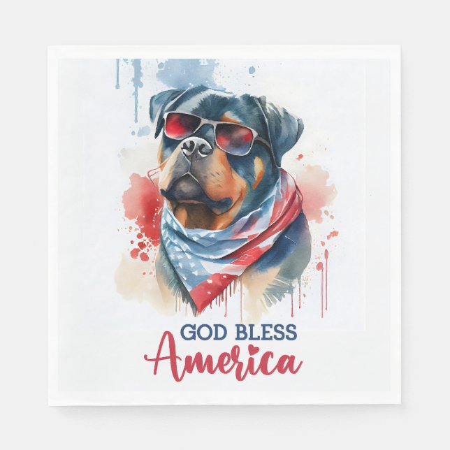 Servilleta De Papel Patriótico Dog-Rottweiler (Anverso)
